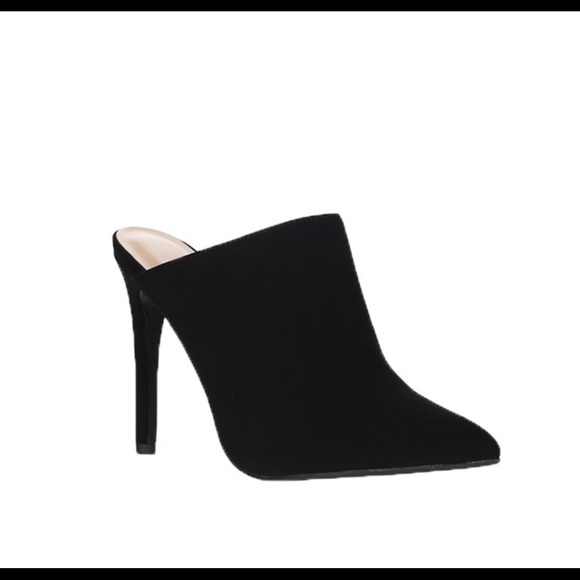 Trendy Pointy Toe High Heel Mules Black - Picture 4 of 5